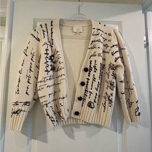 Cinq à Sept Cream Script Cardigan